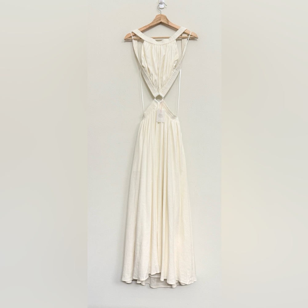NWT Cult Gaia Theia Halter Backless Linen Blend MIDI Dress in Off- White Size M - Picture 10 of 16